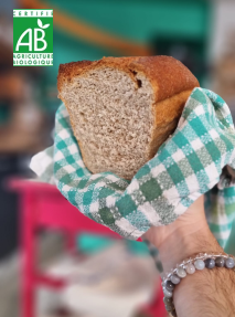 Brioche bio moelleuse fabriquée à Saint-Nazaire, dorée et prête à être dégustée.